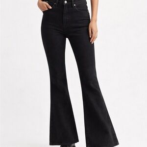 Hollister High-Rise Flare Jeans Black‎ Women's W25 L33 Y2K Festival Retro